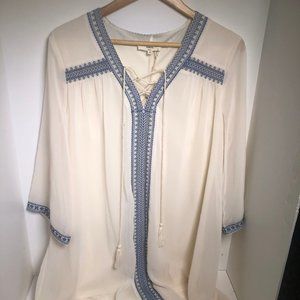 Entro ivory and blue boho dress